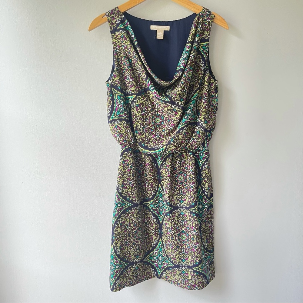 Banana Republic Print Dress Green and Purple